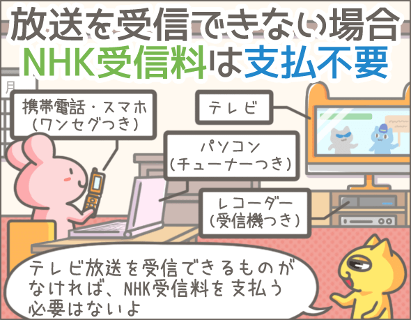 放送を受信できない場合NHK受信料は支払不要